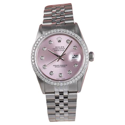 rolex ponk|Rolex pink face with diamonds.